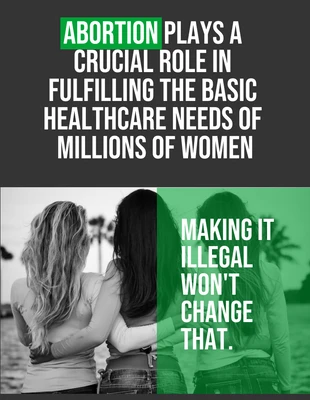 Free  Template: Gris foncé et vert simple Pro-Choice Poster