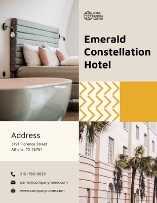 Free  Template: Brochure d'hôtel moderne beige et jaune