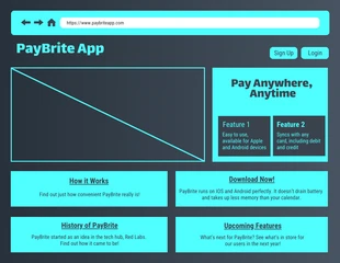 Free  Template: Wireframe d'une application sombre simple