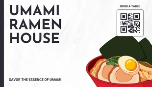 Free  Template: Carte De Visite Code QR de Ramen House de texture moderne blanche et noire