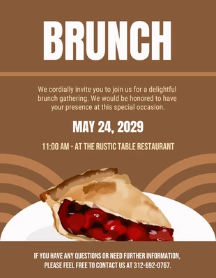 Free  Template: Marrón Ilustración sencilla y moderna Invitación a un almuerzo en un restaurante de pasteles