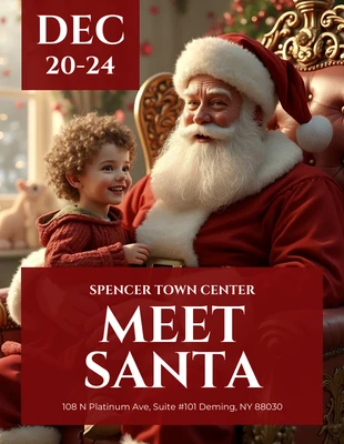 Free  Template: Rotes Weihnachten Treffen mit dem Weihnachtsmann Flyer
