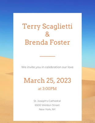 Free  Template: Invitación de boda Desert Photo