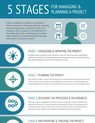 business  Template: 5 fasi per la gestione di un processo di progetto Infografica