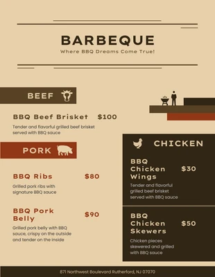 Free  Template: Cremefarbene, moderne BBQ-Menüs