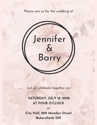 Free  Template: Invitación de boda moderna rosa claro