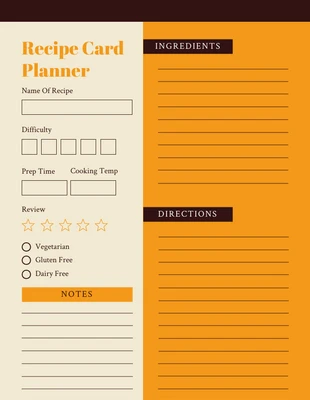 Free  Template: Gelber minimalistischer Rezeptkartenplaner