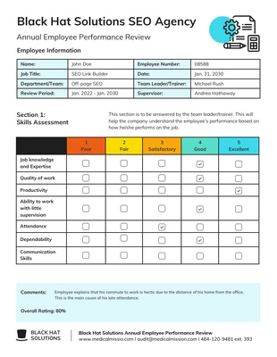 premium interactive Template: Revisión anual de los empleados
