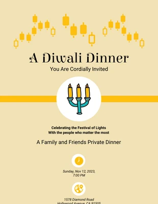 Free  Template: Modèle d'invitation Diwali