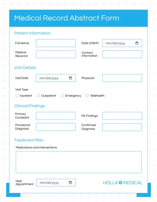 Free interactive Template: Formularios Médicos Abstractos Limpio en Azul y Blanco