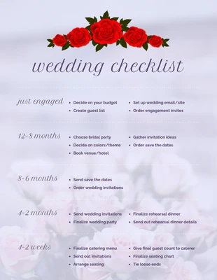 Free  Template: Lista de verificação para casamento com lavanda