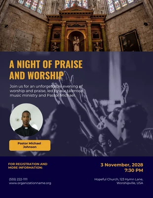 Free  Template: Póster Marinha e Igreja Minimalista Amarela