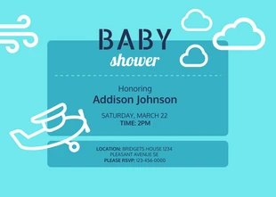 Free  Template: Invitation à la fête de bébé avion bleu