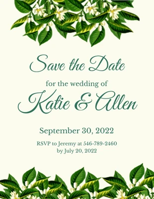 premium  Template: Invitation à la date du mariage en vert