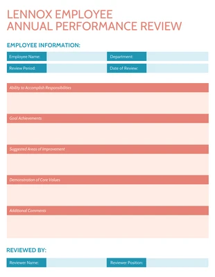 Free  Template: Revisión anual del rendimiento de los empleados de Bright