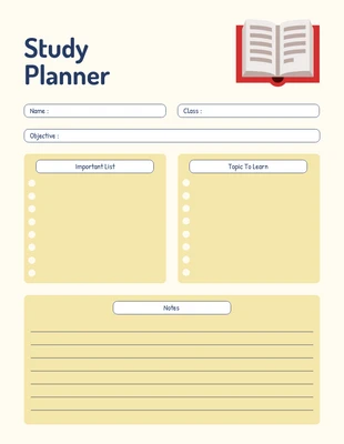 Free  Template: Planificateur de leçons simple jaune tendre