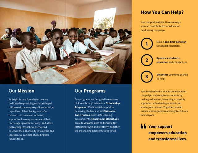 Education Fundraising Tri-fold Brochure - Pagina 2