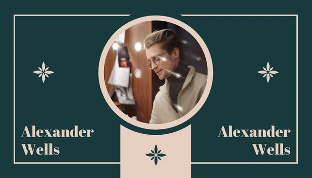 Dark Green And Light Brown Modern Playful Actor Business Card - Pagina 1