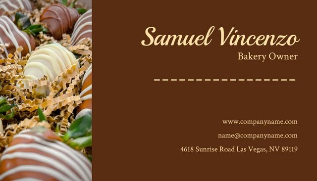 Yellow And Brown Simple Photo Cake Business Card - Página 2