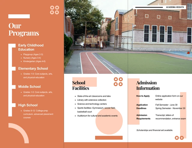 Orange and White School Tri-fold Brochure - page 2