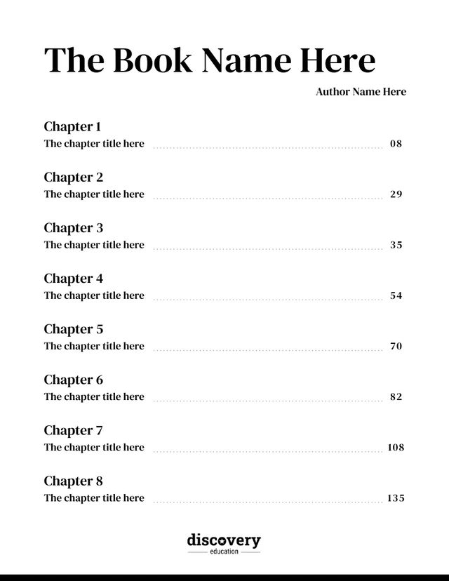 Online Book Table of Contents Example Template Online Book Table of Contents Example Template