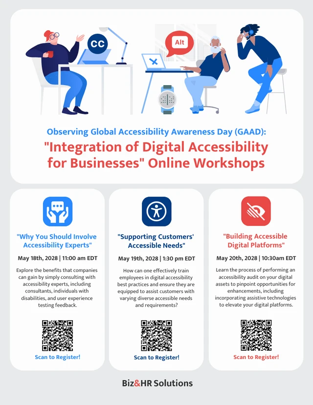 Integration of Digital Accessibility For Businesses Online Workshop Flyer
