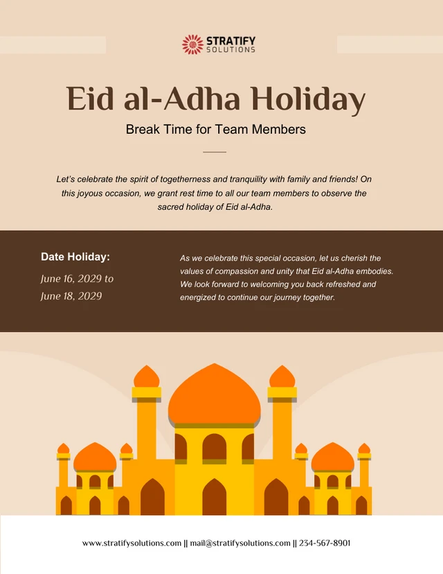 وقت الاستراحة لأعضاء الفريق: ملصقات عطلة عيد الأضحى Template وقت الاستراحة لأعضاء الفريق: قالب ملصقات عطلة عيد الأضحى