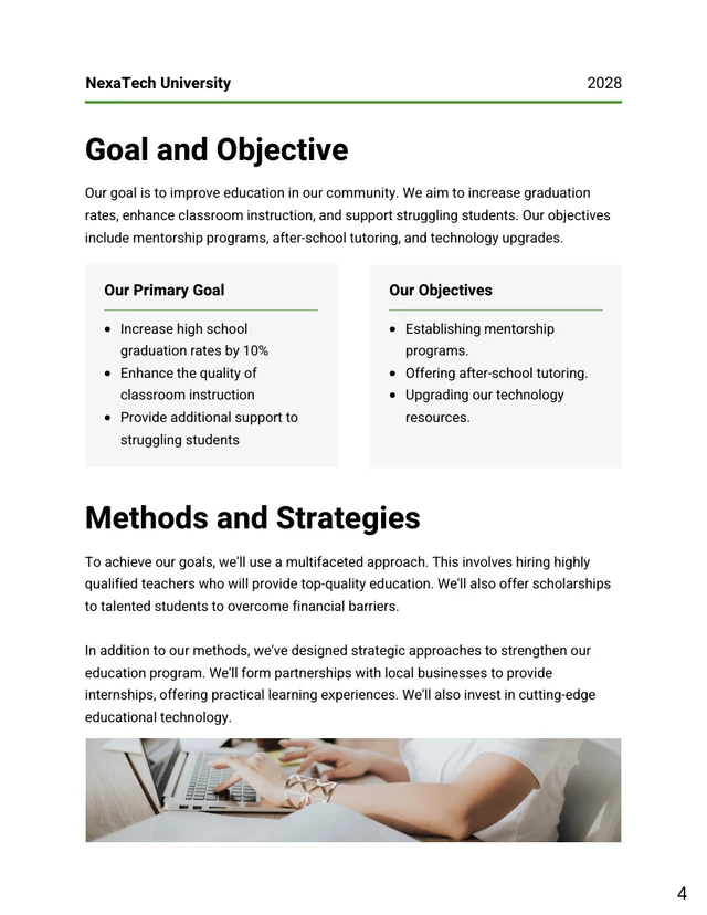 Soft Green And White Clean Education Grant Proposal - page 4