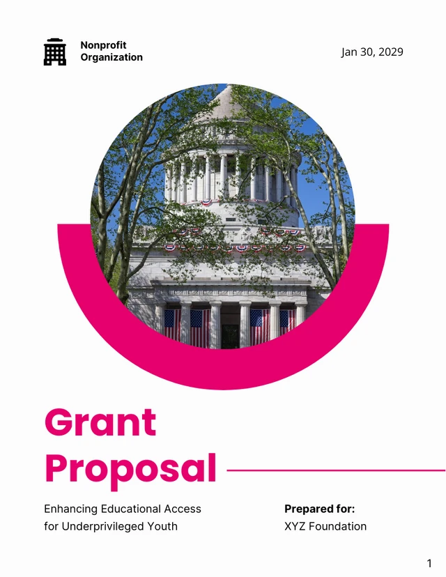 Magenta and Grey Modern Simple Grant Formal Proposal - Página 1